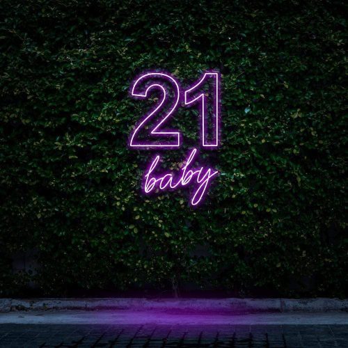 21 baby pink purple neon sign birthday decor