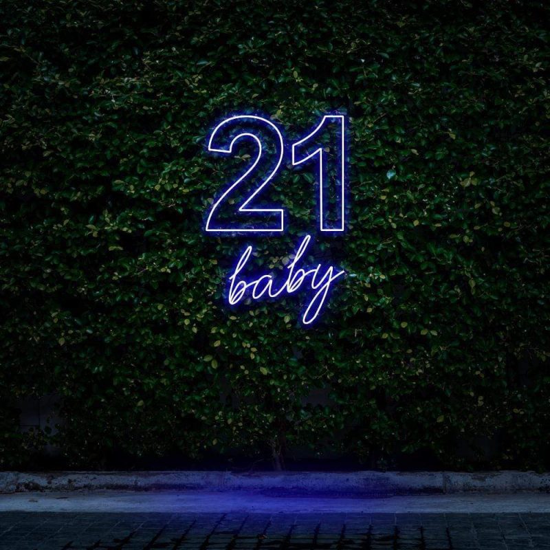 21 baby purple neon sign birthday decor