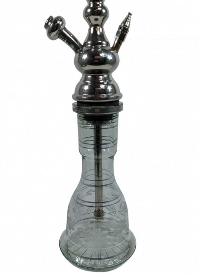 30 inch hookah glass base and metal stem detail