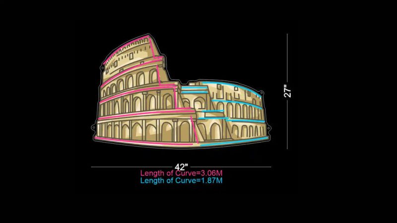 Ancient Rome Colosseum UV Printed Neon Artwork Timeless Illumination ManhattanNeons 1692418244910