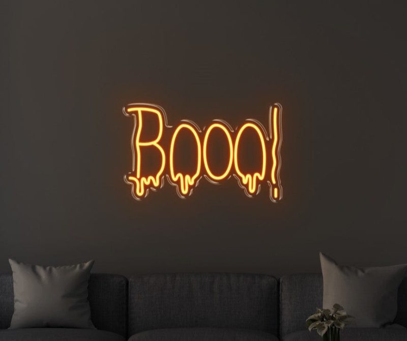 Booo Halloween neon sign, LED wall decor for spooky Halloween celebrations