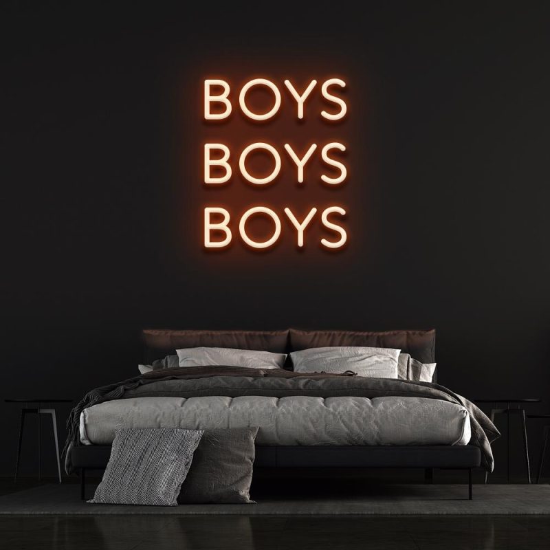 boys boys boys orange neon sign