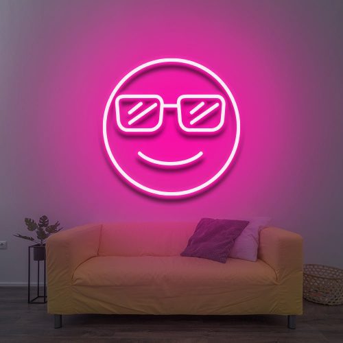 cool smiley neon sign pink