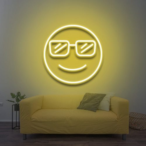 cool smiley neon sign yellow