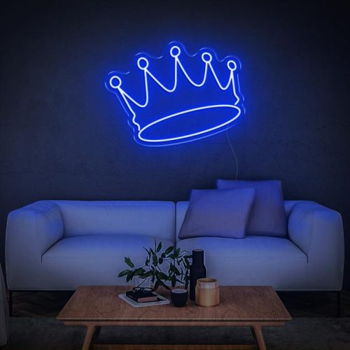 crown led neon sign blue light