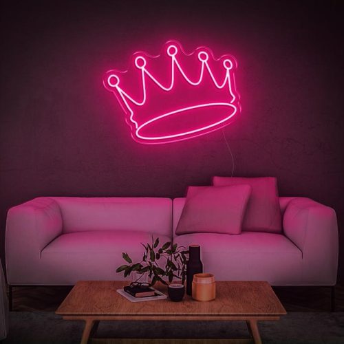 crown led neon sign pink light