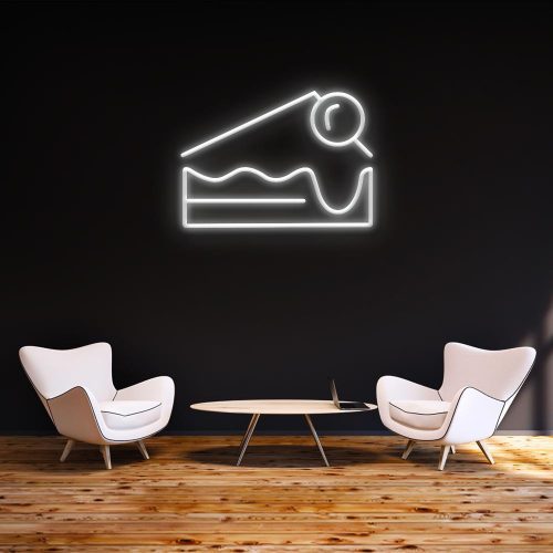 White Cheesecake LED neon sign for minimalist home or cafe interiors.